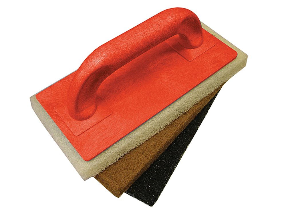Faithfull FAITLSCOUR3 Scouring Pad Holder + Fine Medium & Coarse Pads |