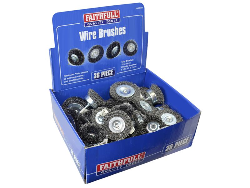 Faithfull FAIWBA36 Wire Brush Assortment 36 Piece |