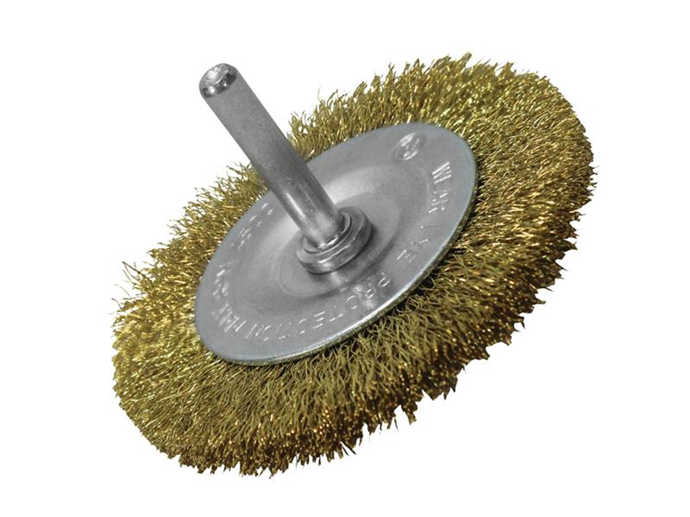Faithfull FAIWBS75CB Wire Brush 75mm x 6mm Shank, 0.30 Brass Wire |