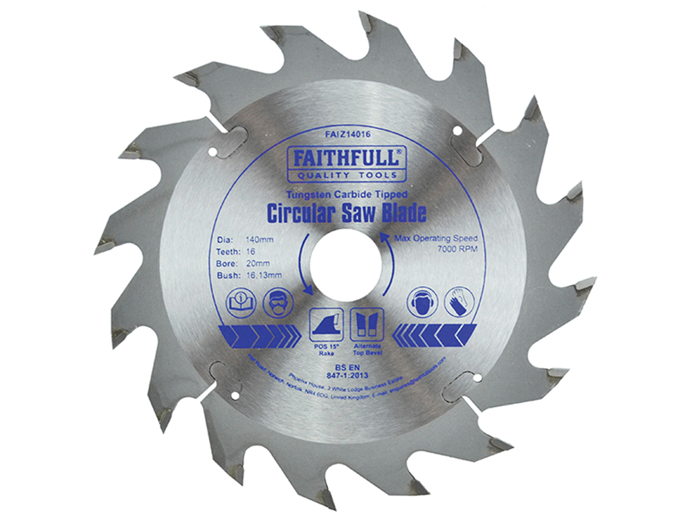 Faithfull FAIZ14016 TCT Circular Saw Blade 140 x 20mm x 16T POS |