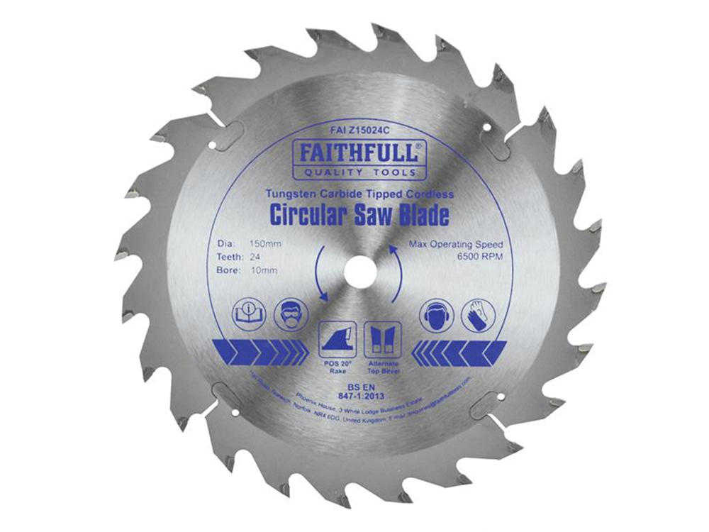 Faithfull FAIZ15024C TCT Cordless Trimsaw Blade 150 x 10mm x 24T POS |