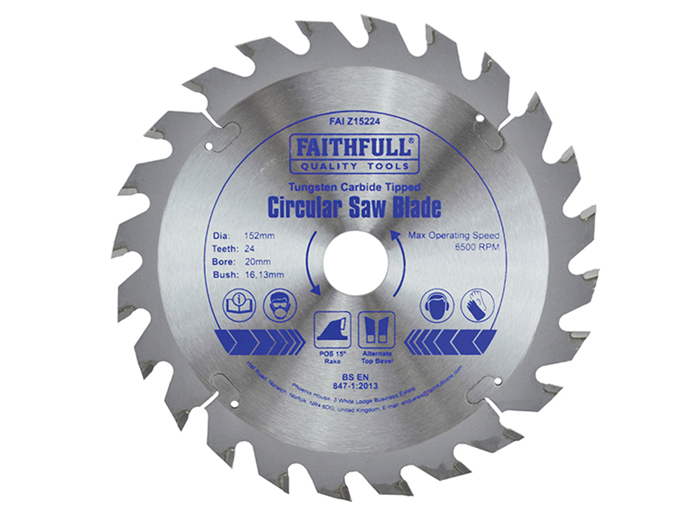 Faithfull FAIZ15224 TCT Circular Saw Blade 152 x 20mm x 24T POS |