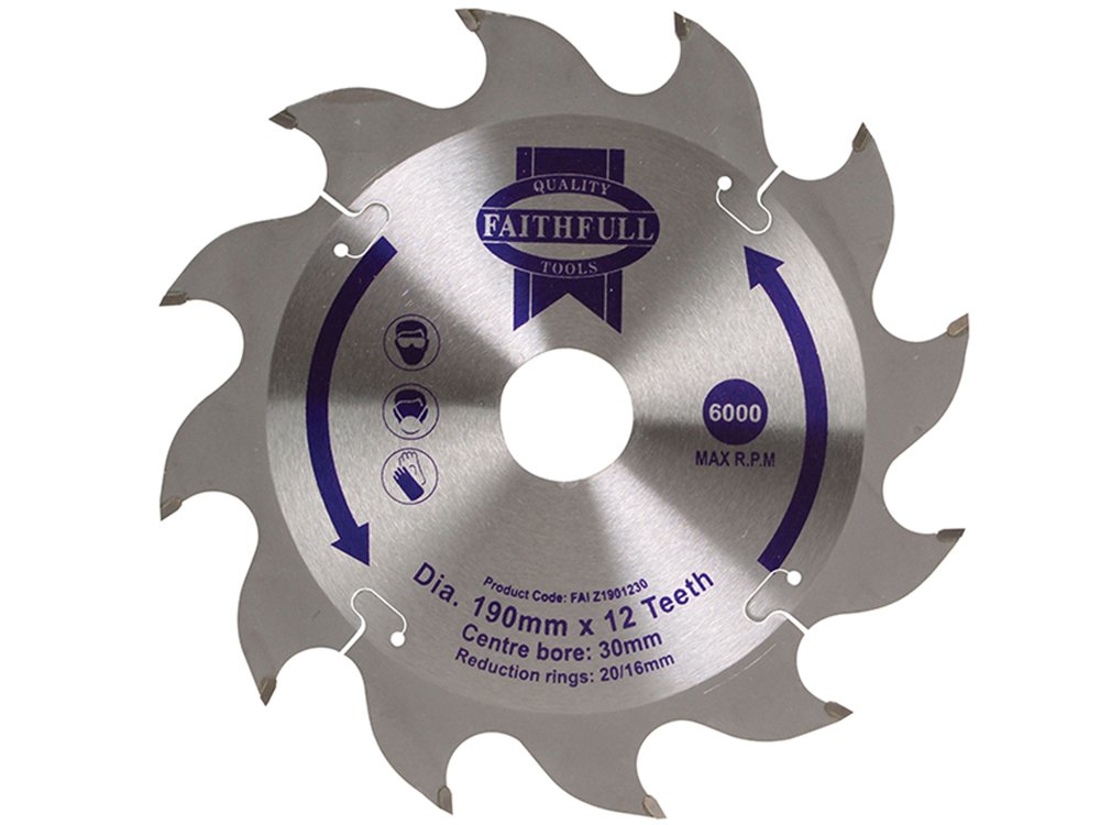 Faithfull FAIZ1901230 TCT Circular Saw Blade 190 x 30mm x 12T POS |
