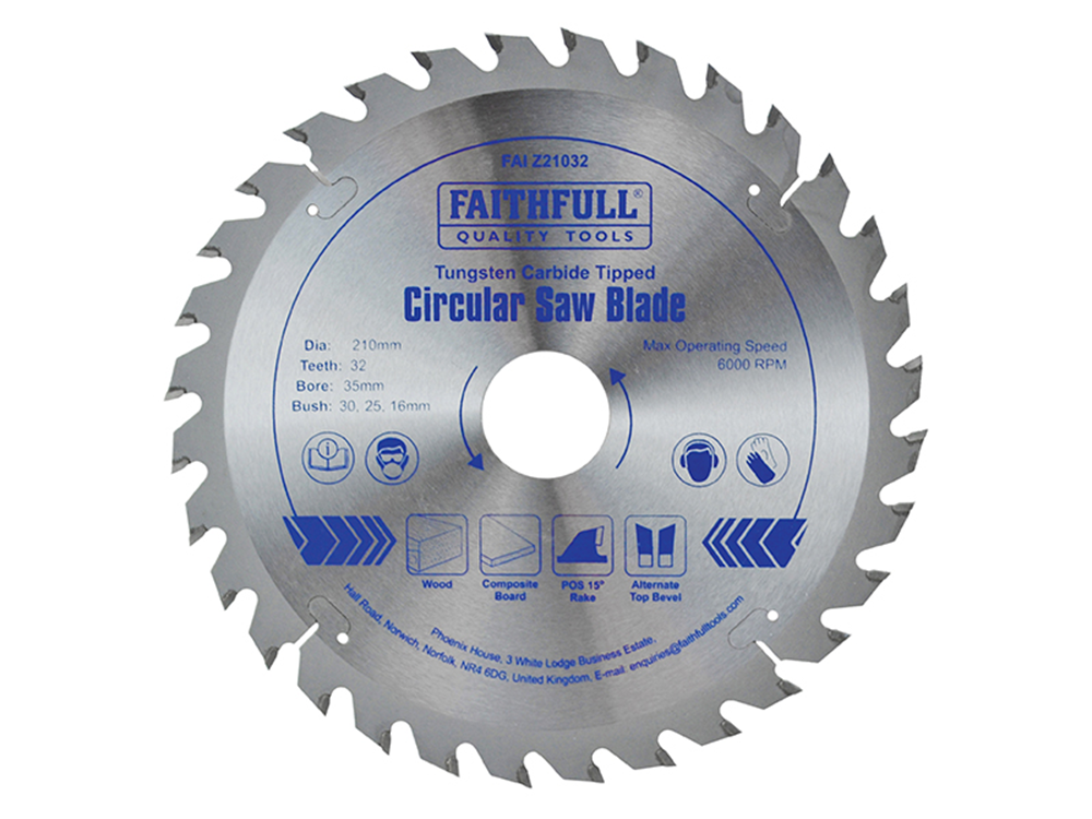 Faithfull FAIZ21032 TCT Circular Saw Blade 210 x 35mm x 32T POS |