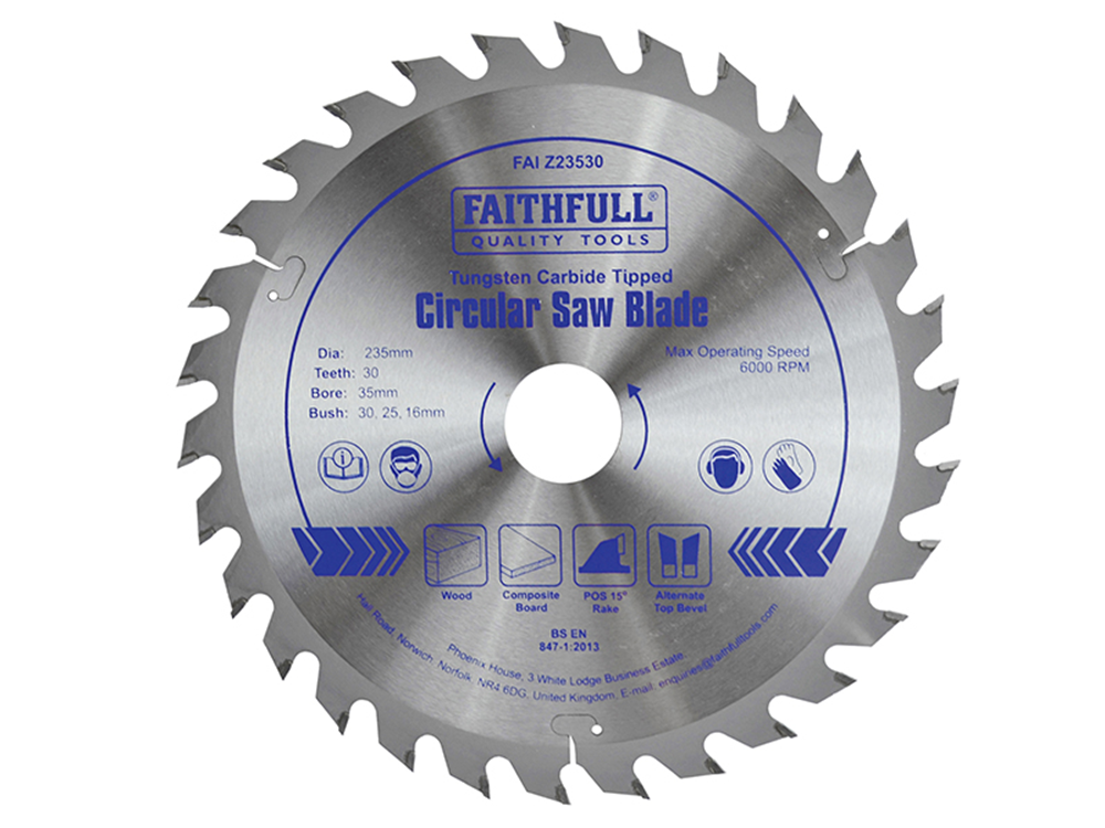 Faithfull FAIZ23530 TCT Circular Saw Blade 235 x 35mm x 30T POS |