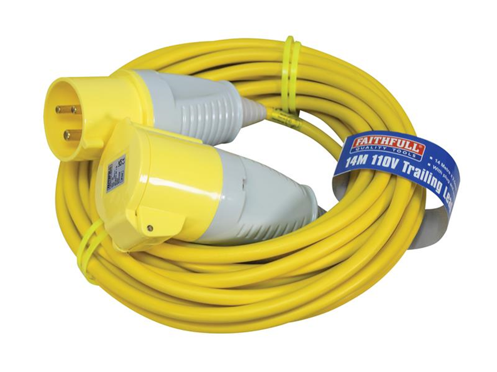Faithfull Power Plus FPPTL1432AMP Trailing Lead 14m 3500W 32 amp 2.5mm Cable 110V |