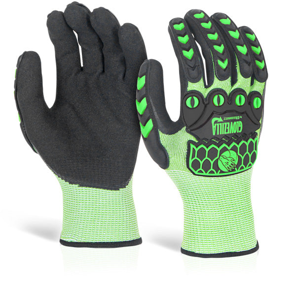 BEESWIFT GLOVEZILLA FOAM NITRILE COATED GLOVES GREEN M