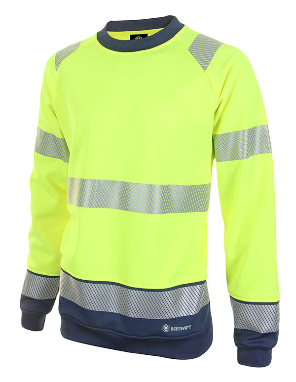 BEESWIFT DELTIC HI-VIS TWO-TONE SWEATSHIRT SATURN YELLOW / NAVY XL