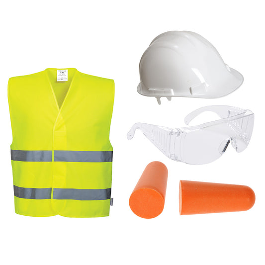 Portwest KIT10 -   L/XL Visitor Hi Vis Safety kit Hard Hat Vest Goggles
