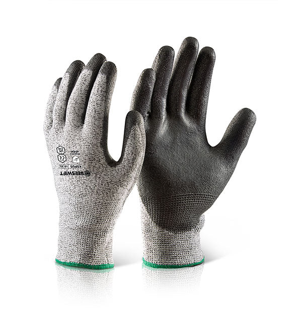 BEESWIFT PU COATED CUT LEVEL 5 GLOVES BLACK XL