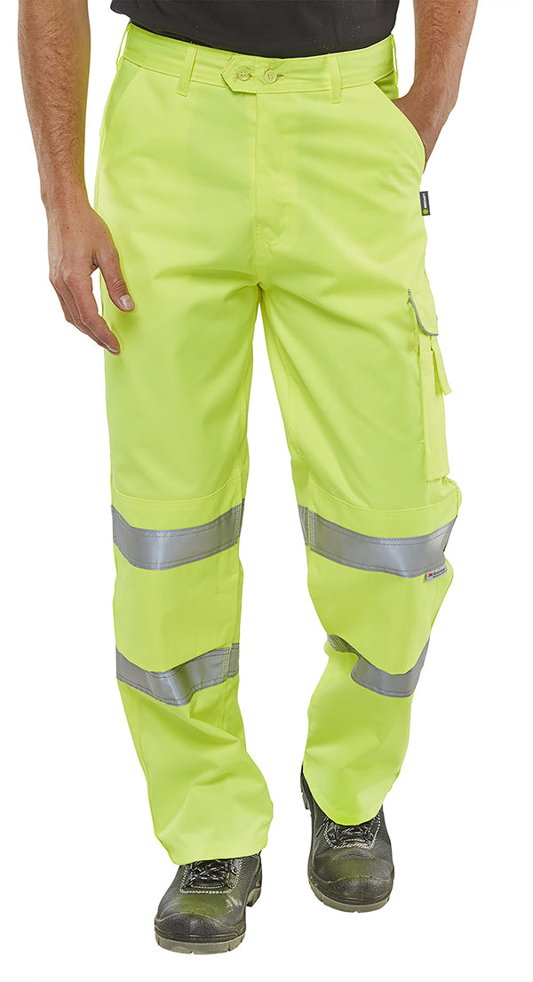 BEESWIFT HI-VIS POLY COTTON TROUSERS SATURN YELLOW 46S