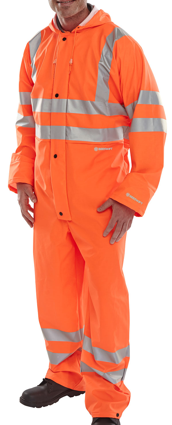 BEESWIFT HI-VIS PU BREATHABLE COVERALL ORANGE 3XL