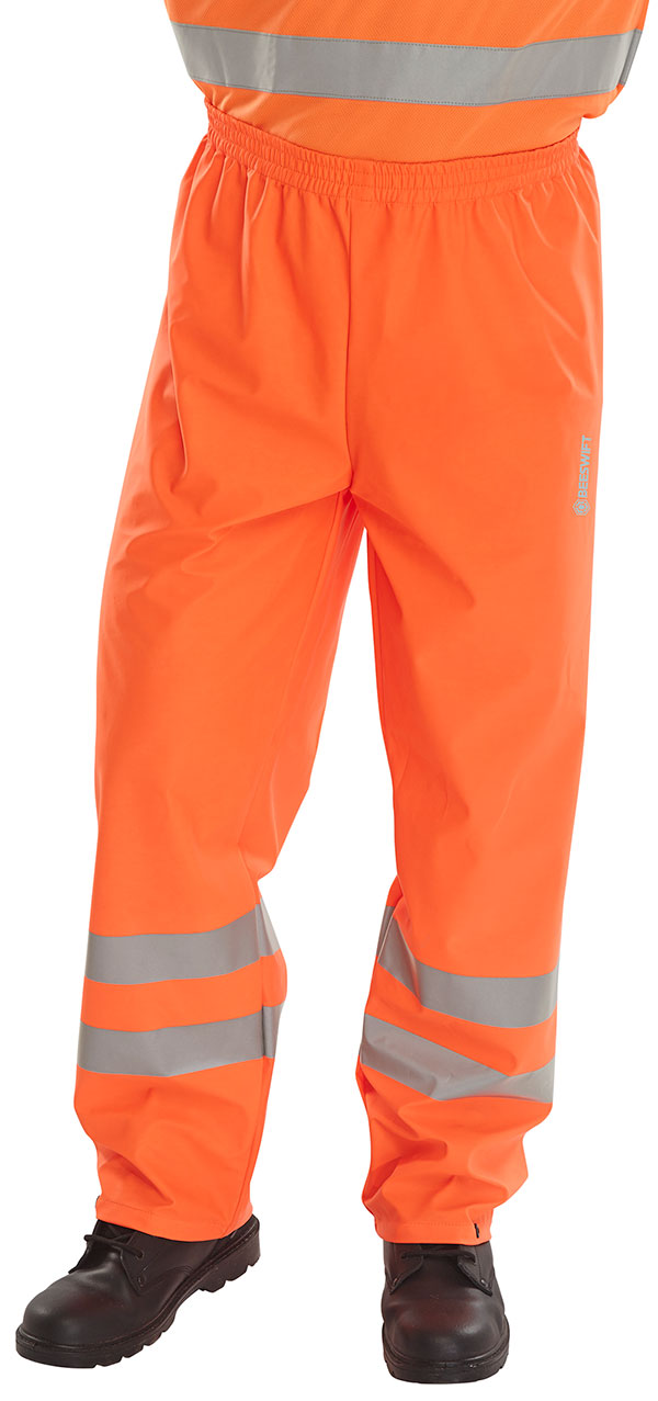 BEESWIFT HI-VIS PU OVERTROUSERS ORANGE L