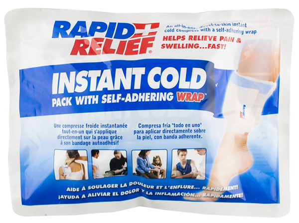 RAPID RELIEF INSTANT COLD PACK WITH SELF ADHERING WRAP 5"X 9" WHITE 9"