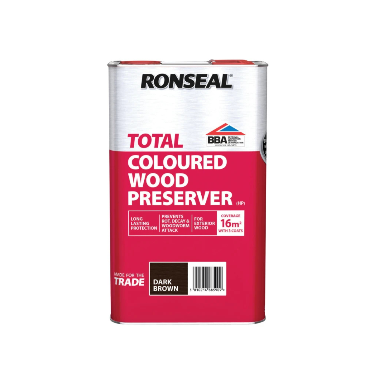 Ronseal 38590 Trade Total Wood Preserver Dark Brown 5 litre
