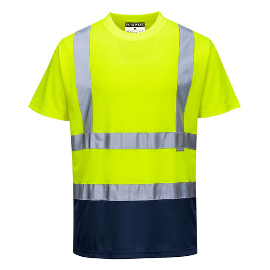 Portwest S378YNRL -  sz L Two Tone T-Shirt - Yellow/Navy