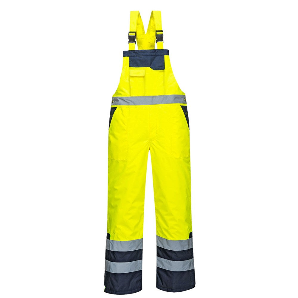 Portwest S489YERXS - sz XS Contrast Bib & Brace - Lined - Yellow