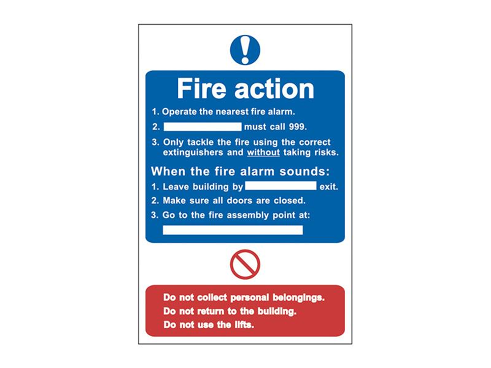 Scan SCA0165 Fire Action Procedure - PVC Sign 200 x 300mm |