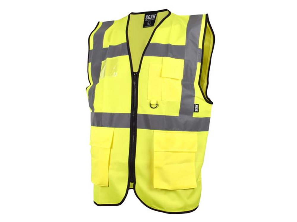 Scan SCAHVUWXL Hi-Vis Utility Yellow Waistcoat - XL (48in) |