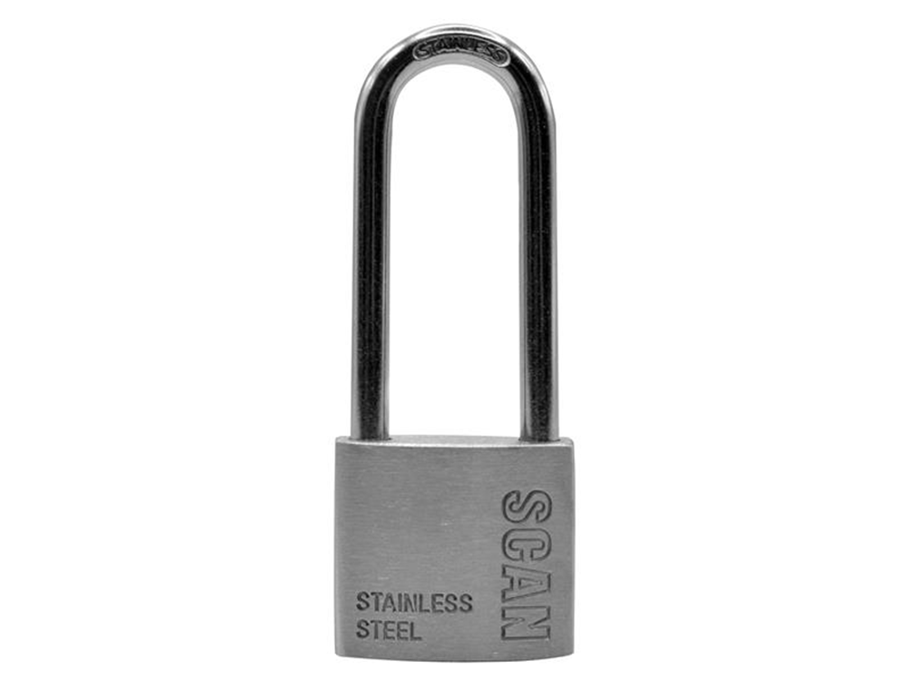 Scan SCAPLSS38LS Stainless Steel Padlock 38 Long Shackle SCAPLSS38LS |