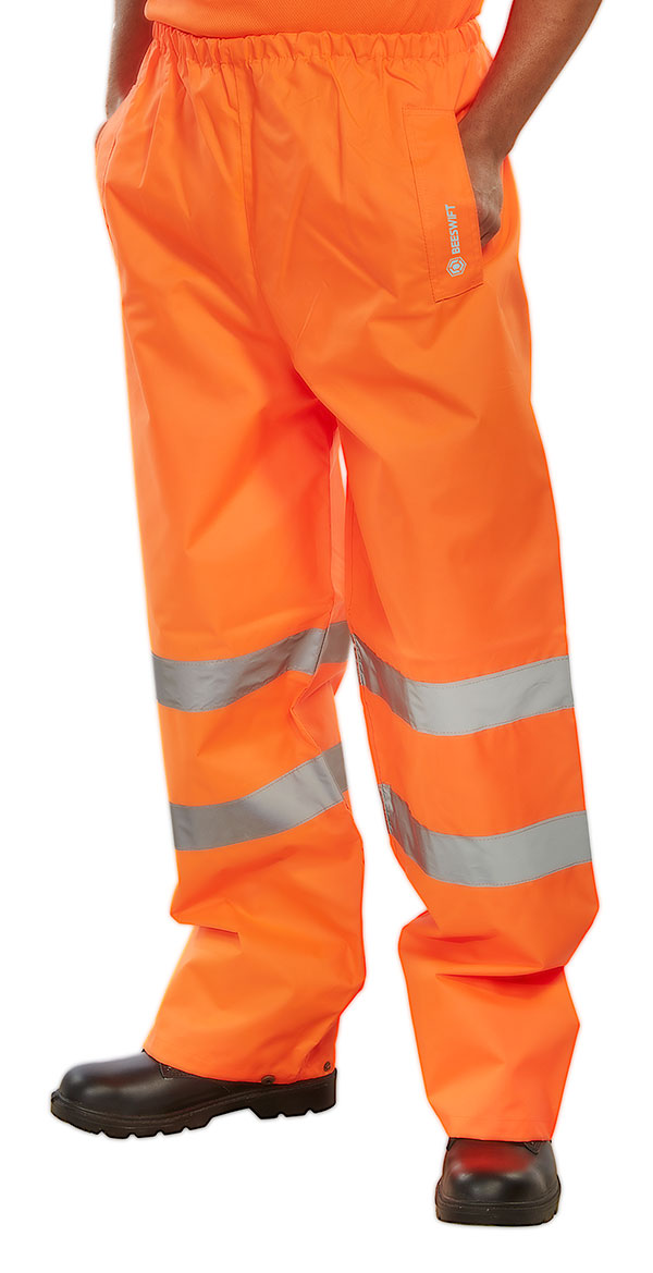 BEESWIFT HI-VIS WATERPROOF TRAFFIC TROUSERS ORANGE 4XL