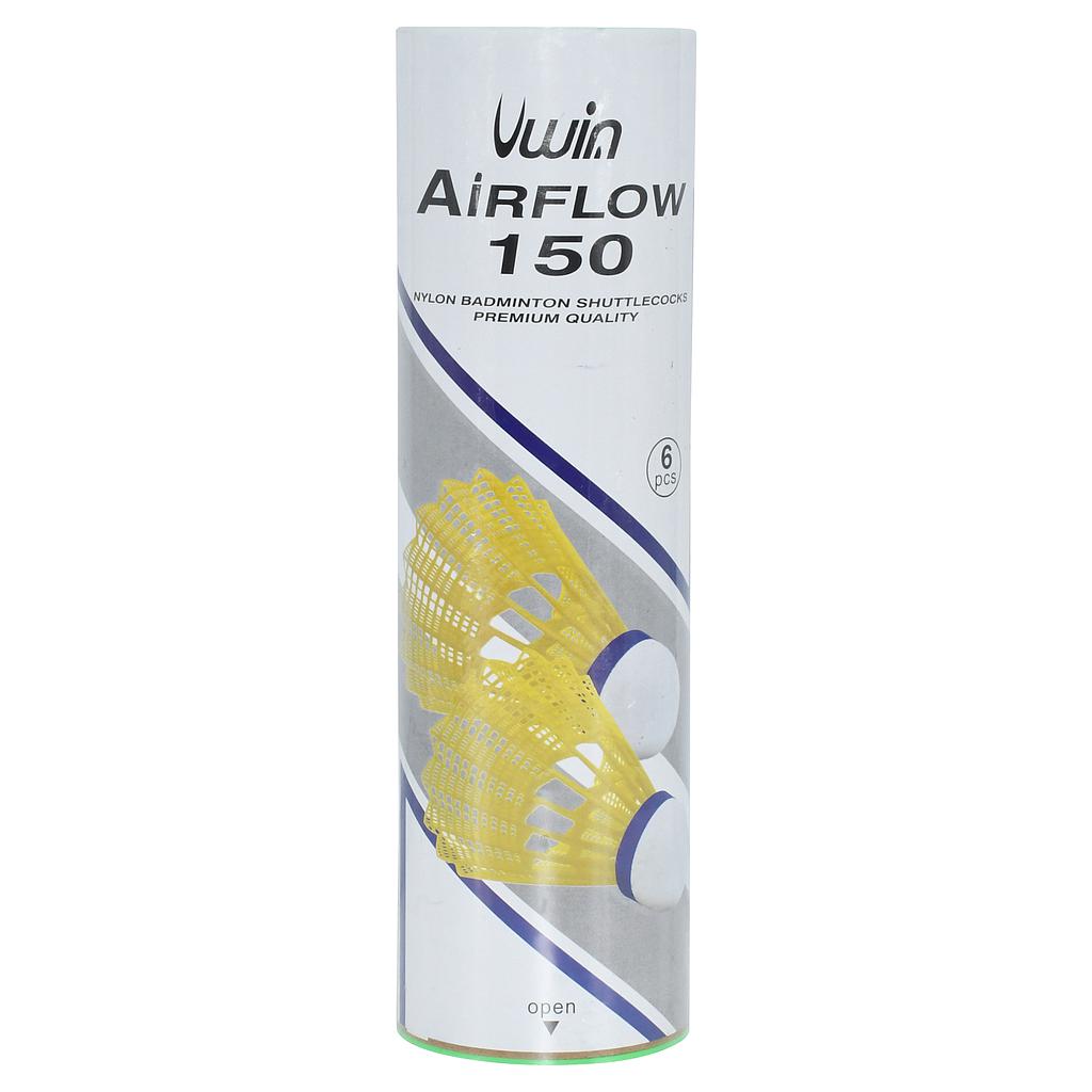 Uwin Airflow 150 Badminton Shuttlecocks (Tube of 6) Yellow Medium