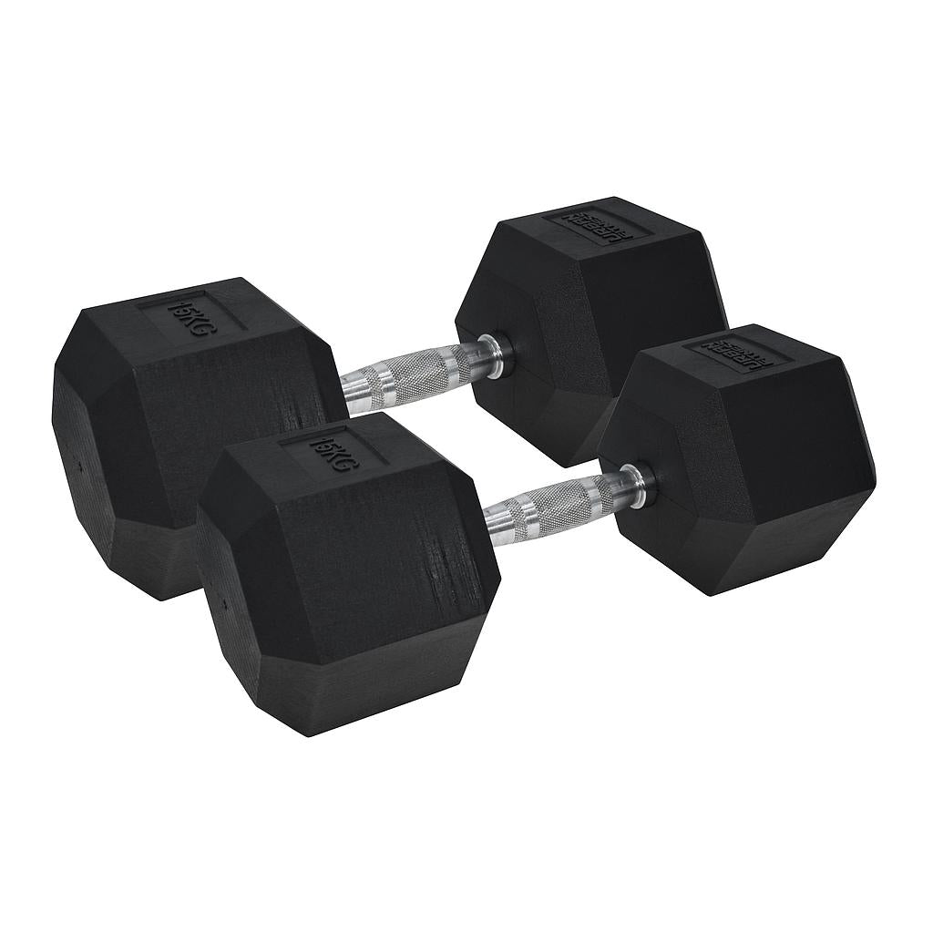 Urban Fitness PRO Hex Dumbbell - Rubber Coated (Pair) Black 2 x 15kg