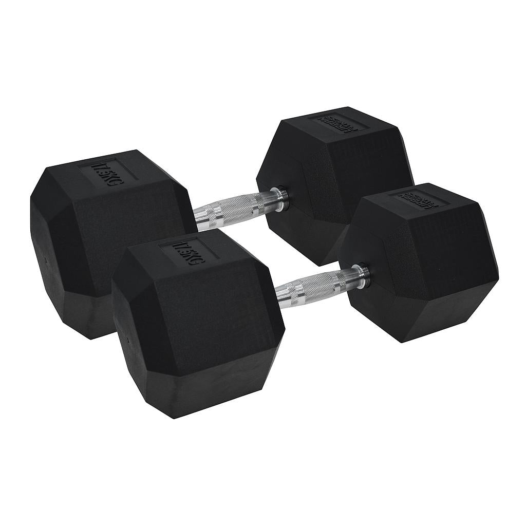 Urban Fitness PRO Hex Dumbbell - Rubber Coated (Pair) Black 2 x 17.5kg