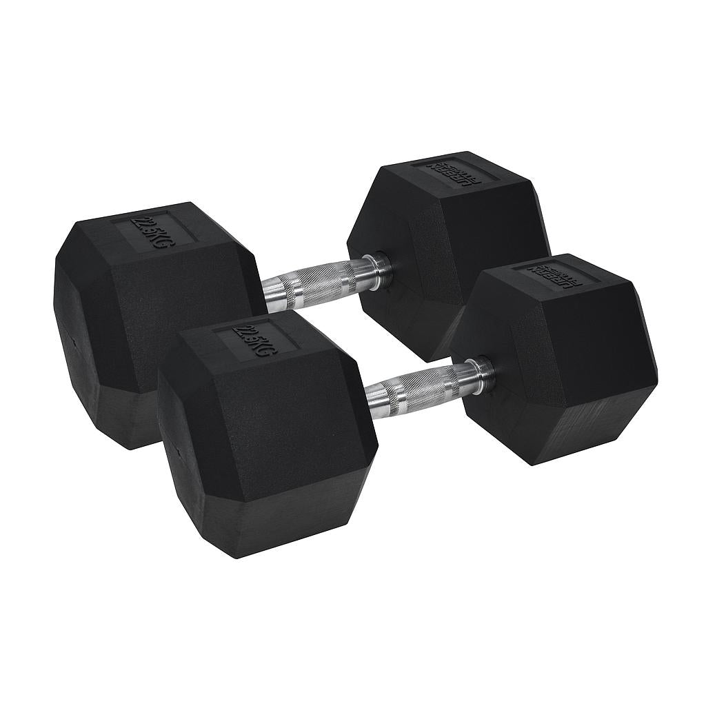 Urban Fitness PRO Hex Dumbbell - Rubber Coated (Pair) Black 2 x 22.5kg