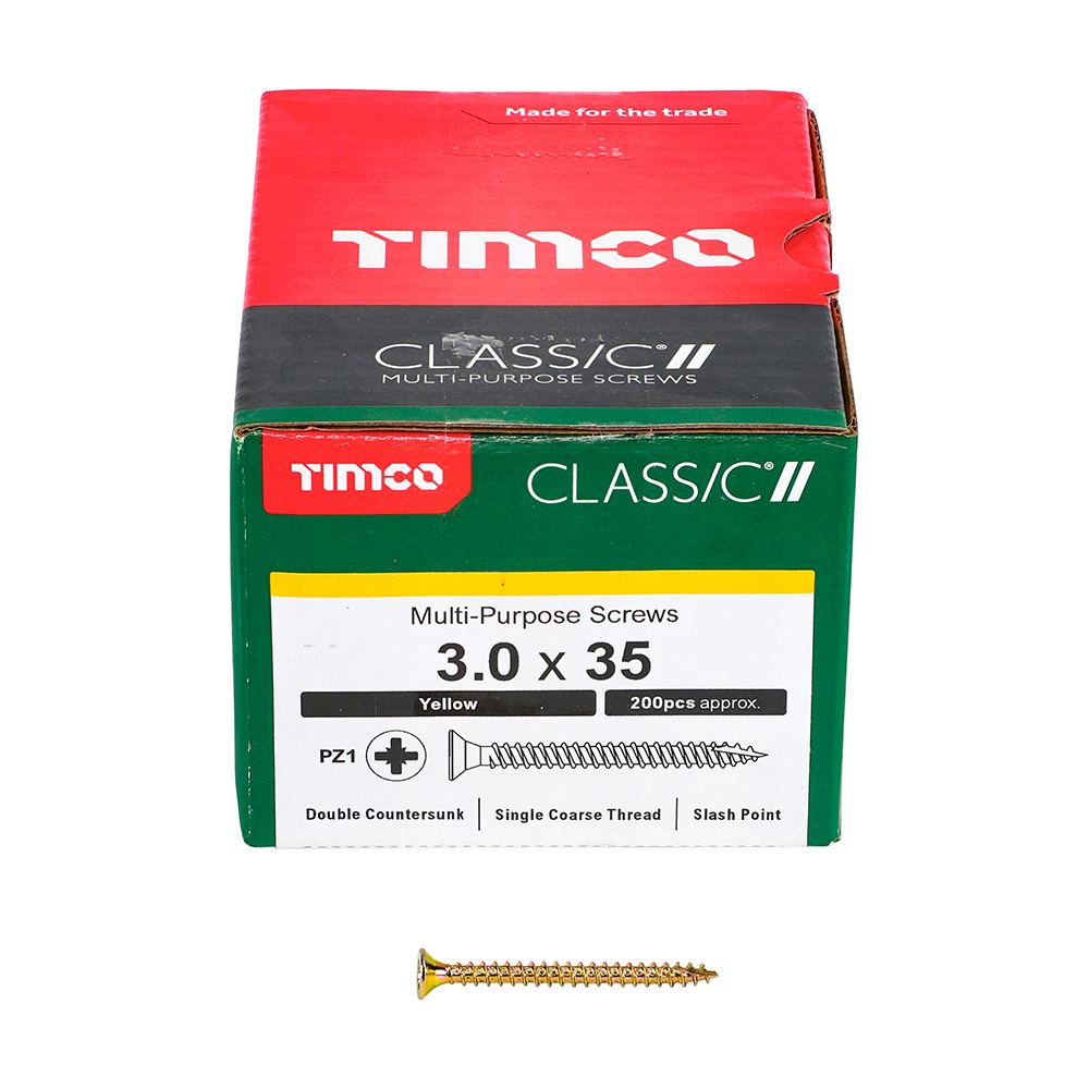 TIMCO Classic Screw PZ1 CSK ZYP 3.0 x 35 Gold Pack 200