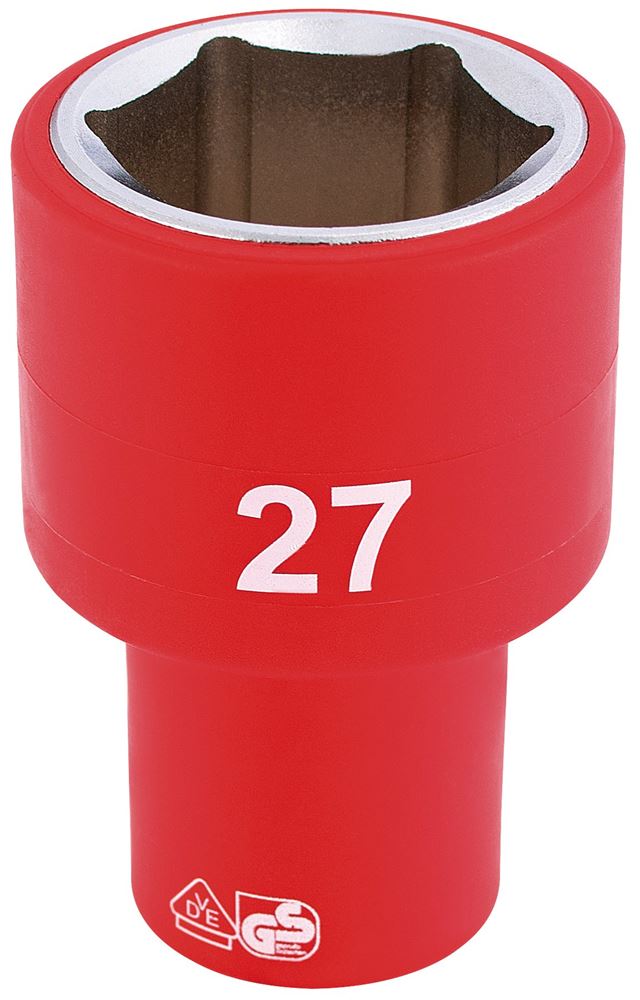 Draper 27MM VDE 1/2 INSUL. SOCKET 31964 31964 Metric VDE Sockets, 1/2" Sq. Dr.
