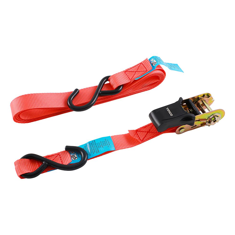 TIMCO S Hook Ratchet Straps STD 5m x 25mm Pack 4