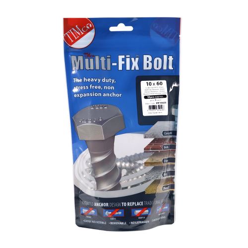 TIMCO Multi-Fix Bolt Hex Head 10.0 x 60 Silver Pack 18