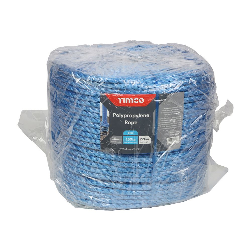 TIMCO Blue Poly Rope - Long Coil 10mm x 220m Blue Pack 1