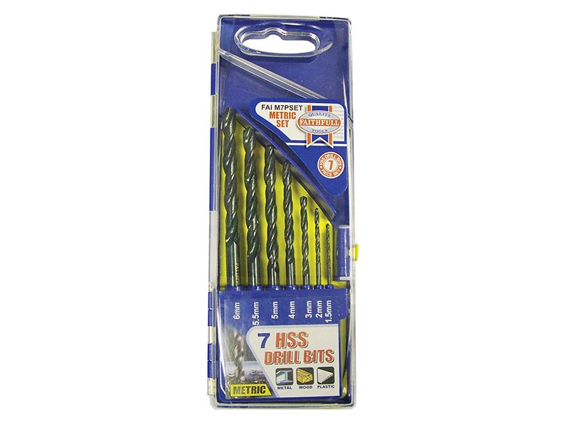 Faithfull FAIM7PSET HSS Drill Bit Set of 7 1.5 - 6.0mm |
