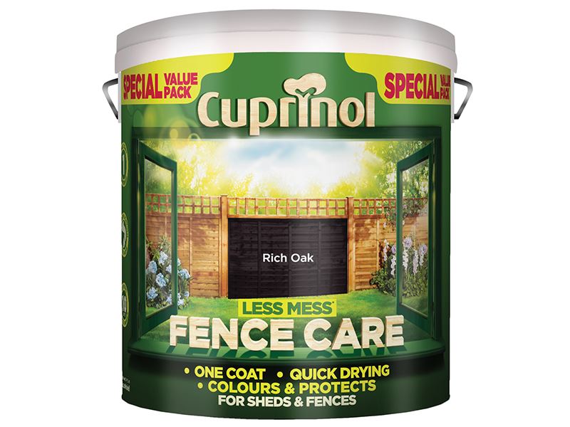Cuprinol 5194070 Less Mess Fence Care Rich Oak 6 litre