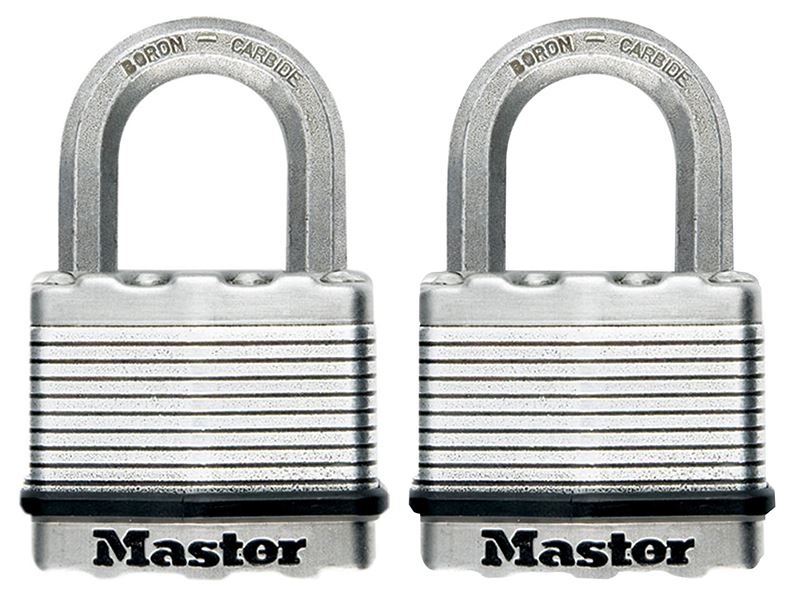 MasterLock M5EURT Excell� Laminated Steel 50mm Padlock - 25mm Shackle - Keyed Alike x 2