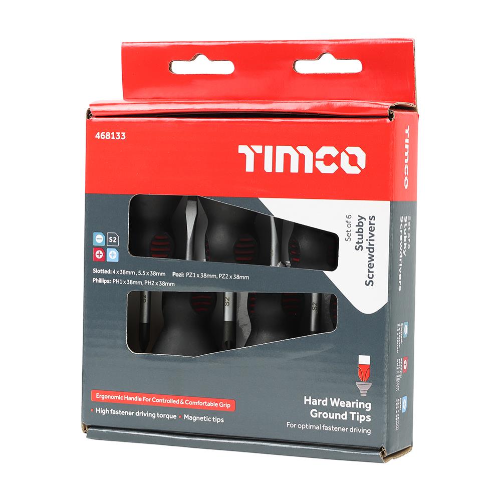 TIMCO Stubby Screwdriver Set 6 Pieces Pack 1
