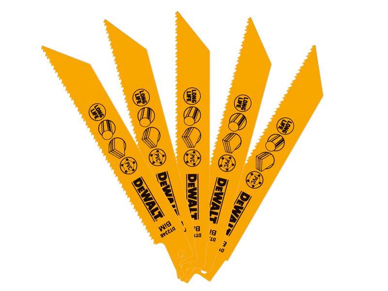 DeWalt DT2348-QZ Bi-Metal Reciprocating Blade for Plastic & Pipes 152mm( Pack 5)