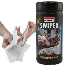 12 x Soudal Swipex Wipes Trade Hand & Surface Cleaning Wipes Tub of 100 Heavy Duty