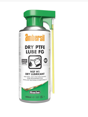 Ambersil 31589 Dry PTFE Lube FG 400ml NSF H1 Food Grade Dry Film Anti-Stick Lubricant Spray -100°C to +200°C
