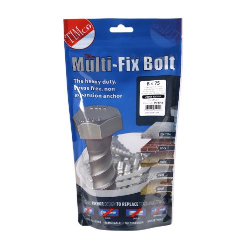 TIMCO Multi-Fix Bolt Hex Head 8.0 x 75 Silver Pack 26