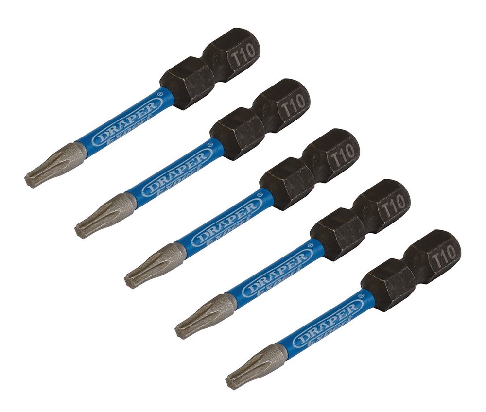Draper T10X50MM IMPACT S/D BIT 5PK 05649 TX-STAR® Impact Screwdriver Bits, 1/4" Hex