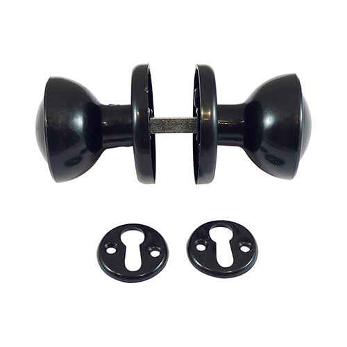 TIMCO Plastic Rim/Mortice Knob Set 50mm Black Pack 1