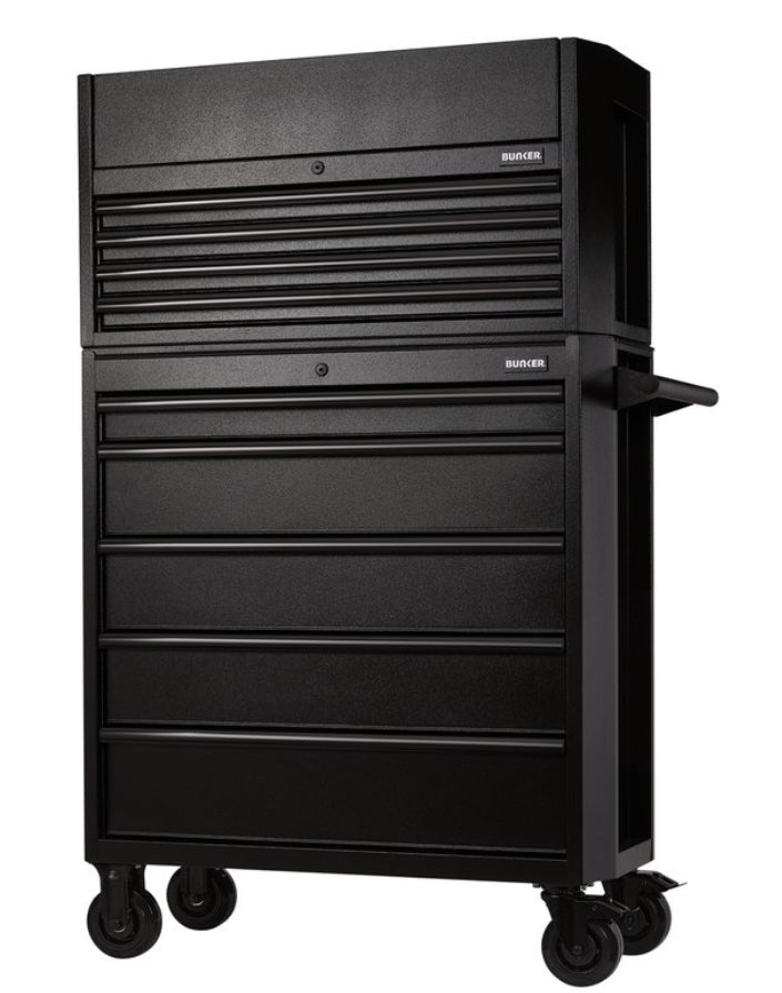 BUNKER 9 Drawer Combined Roller Cabinet and Tool Chest, 36", Black