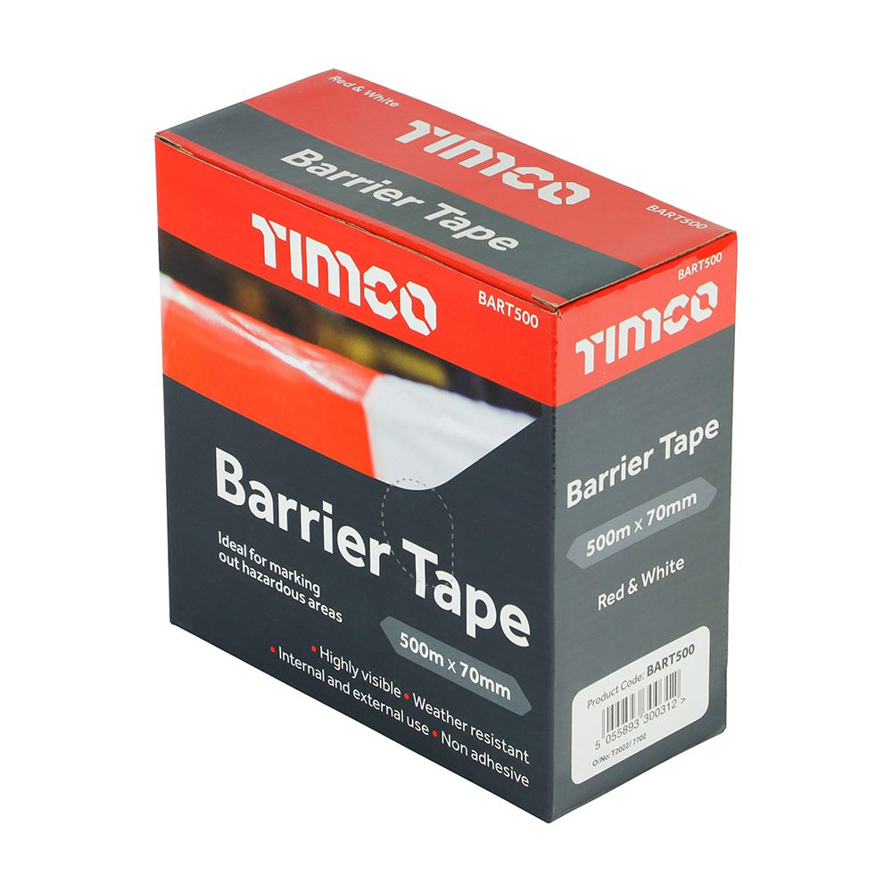 TIMCO Barrier Tape Red & White White 500m x 70mm Pack 1.0