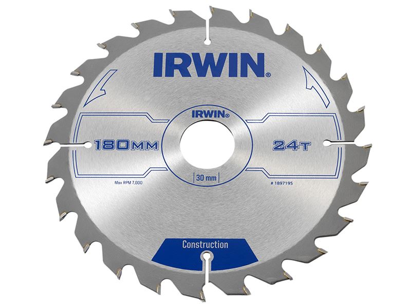 IRWIN� 1897195 Construction Circular Saw Blade 180 x 30mm x 24T ATB