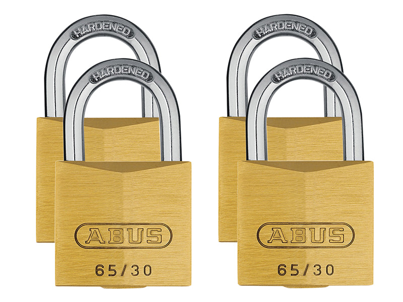 ABUS 33664 65/30mm Brass Padlock Quad Pack