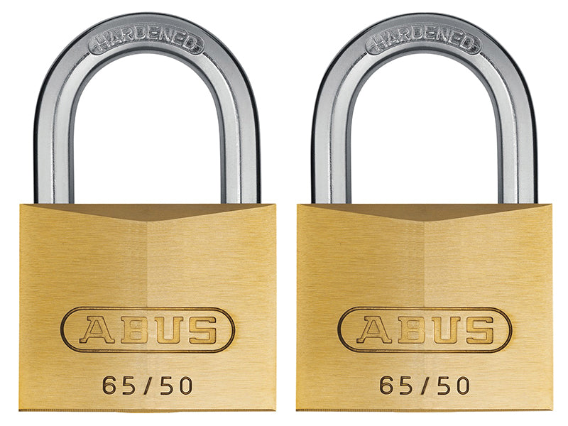 ABUS 54258 65/50mm Brass Padlock Twin Pack Carded