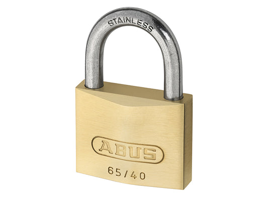 ABUS 11855 65IB/40mm Brass Padlock Stainless Steel Shackle Twin Pack